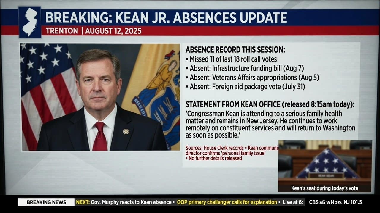 Tom Kean Jr Absences Update